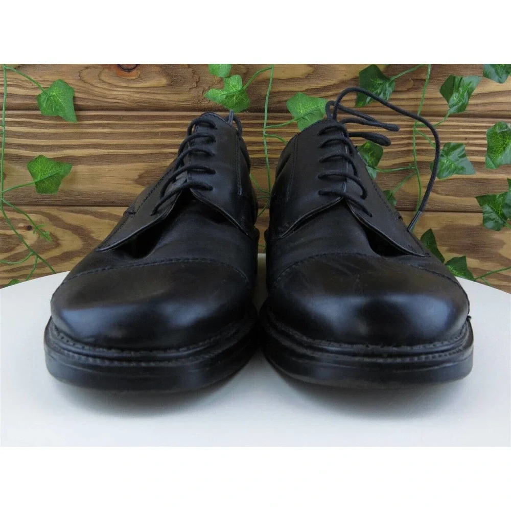 Franco Fortini Sz 10.5 Medium Derby Oxfords‎ Black Leather Men Lace Up Riviera
